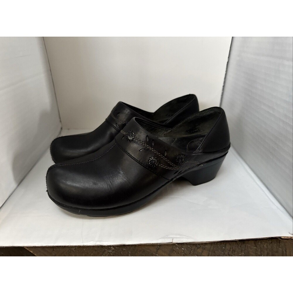Dansko Sausalito Black Floral Leather Clogs Mules EU 40 US 9 Comfort
